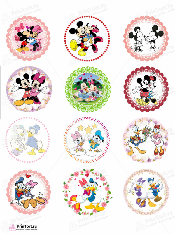 Сахарная и вафельная Картинка для капкейков «Микки Маус (Mickey mouse)» — PT103368 | Пищевая печать на торте, сахарной, вафельной бумаге -> PrinTort.ru