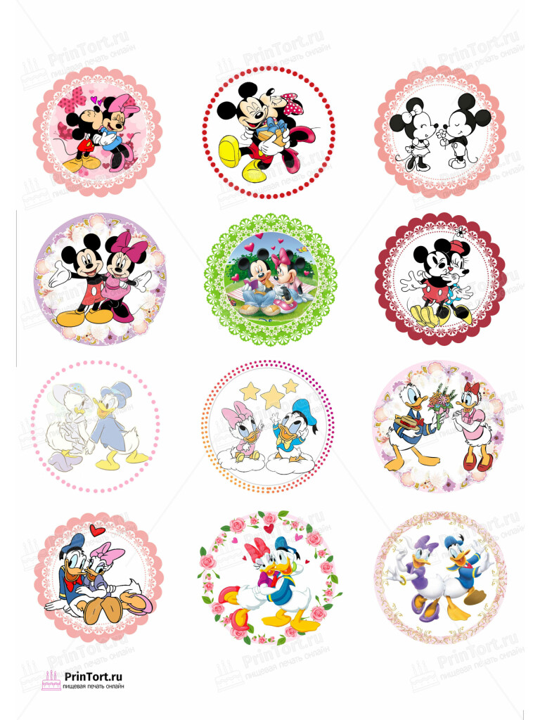 Сахарная и вафельная Картинка для капкейков «Микки Маус (Mickey mouse)» — PT103368 | Пищевая печать на торте, сахарной, вафельной бумаге -> PrinTort.ru