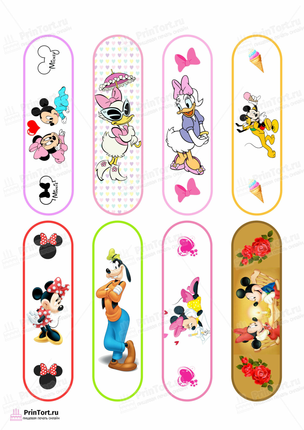 Сахарная и вафельная Картинка для эклеров «Микки Маус (Mickey mouse)» — PT103369 | Пищевая печать на торте, сахарной, вафельной бумаге -> PrinTort.ru