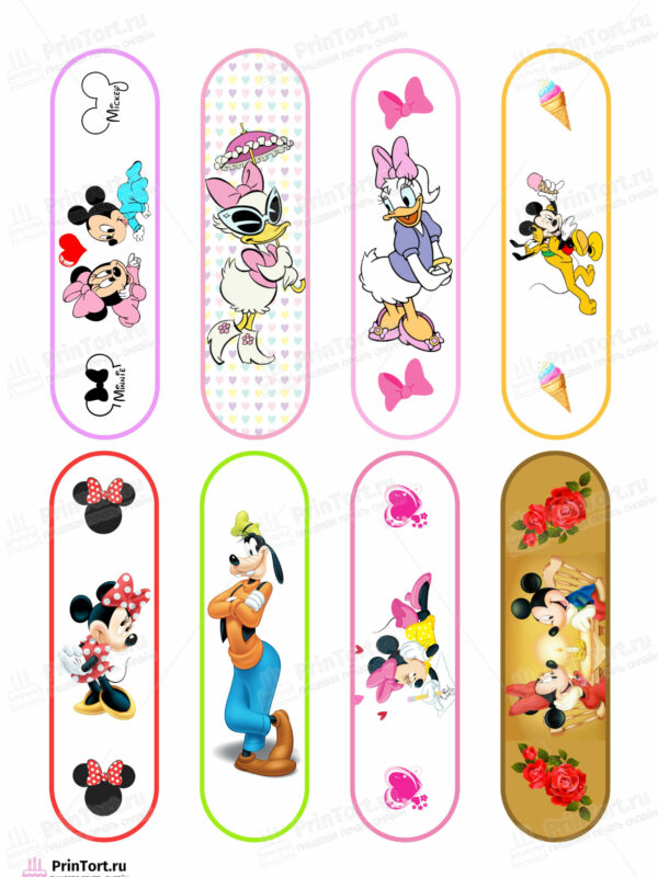 Сахарная и вафельная Картинка для эклеров «Микки Маус (Mickey mouse)» — PT103369 | Пищевая печать на торте, сахарной, вафельной бумаге -> PrinTort.ru