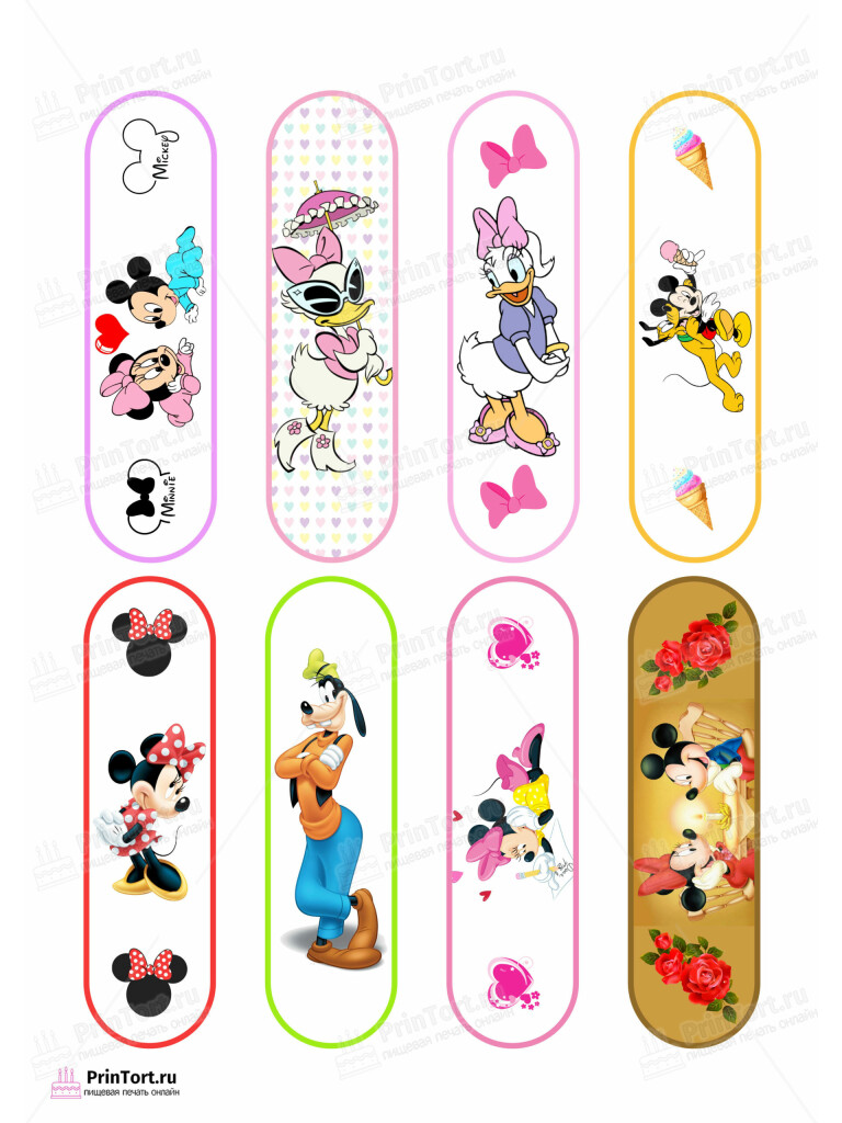 Сахарная и вафельная Картинка для эклеров «Микки Маус (Mickey mouse)» — PT103369 | Пищевая печать на торте, сахарной, вафельной бумаге -> PrinTort.ru
