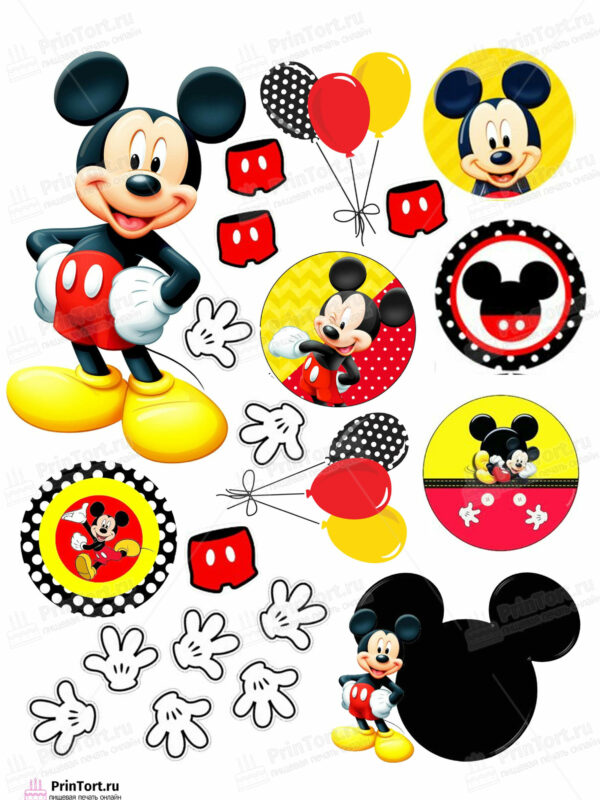 Сахарная и вафельная Картинка для торта «Микки Маус (Mickey mouse)» — PT103371 | Пищевая печать на торте, сахарной, вафельной бумаге -> PrinTort.ru