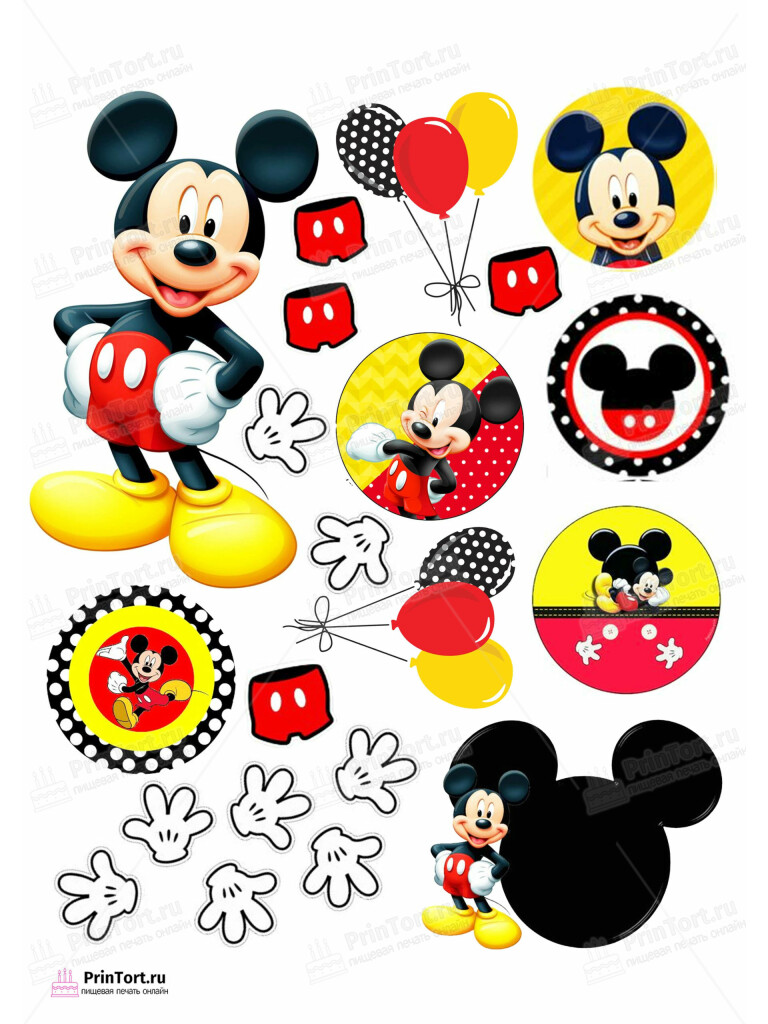 Сахарная и вафельная Картинка для торта «Микки Маус (Mickey mouse)» — PT103371 | Пищевая печать на торте, сахарной, вафельной бумаге -> PrinTort.ru