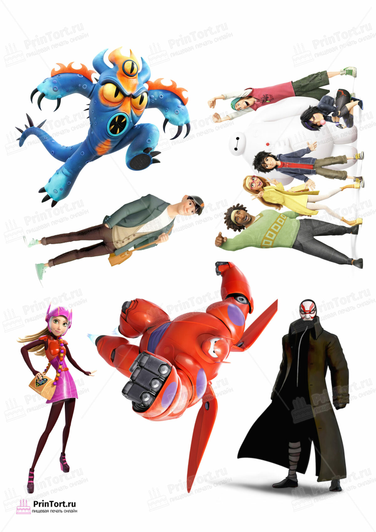 Сахарная и вафельная Картинка для торта «Город героев (Big Hero 6)» — PT103422 | Пищевая печать на торте, сахарной, вафельной бумаге -> PrinTort.ru