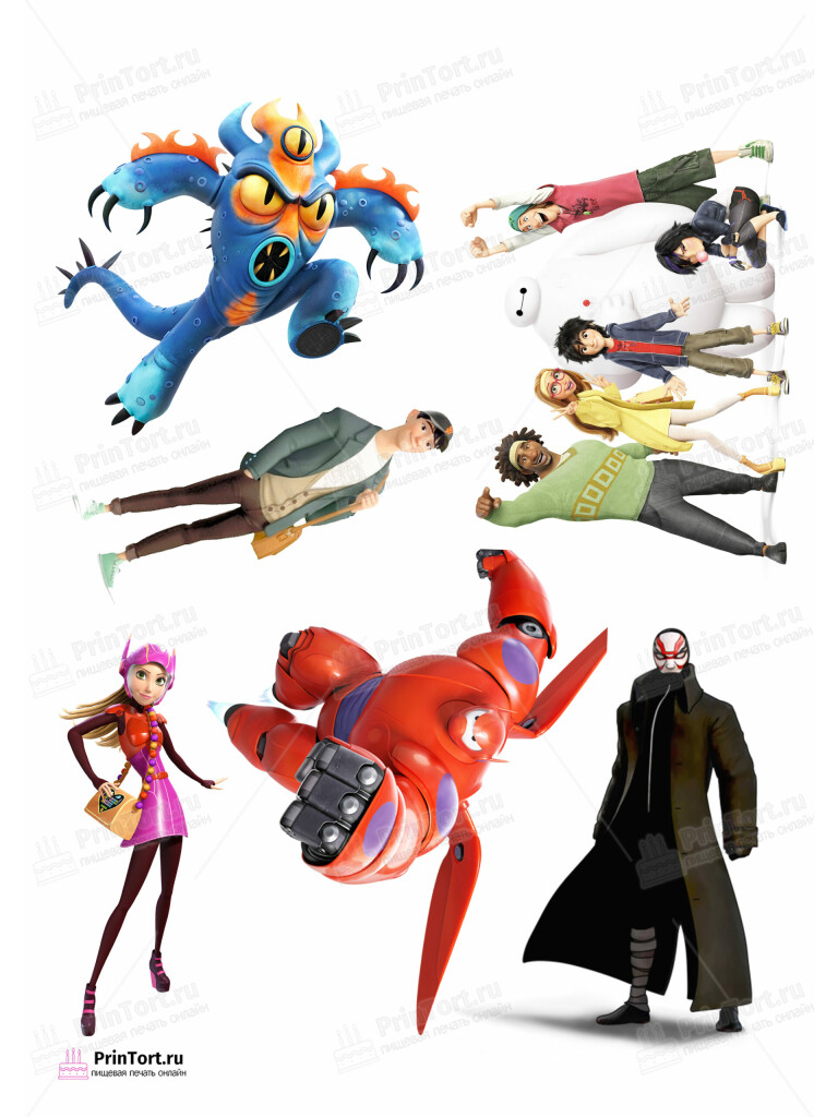 Сахарная и вафельная Картинка для торта «Город героев (Big Hero 6)» — PT103422 | Пищевая печать на торте, сахарной, вафельной бумаге -> PrinTort.ru