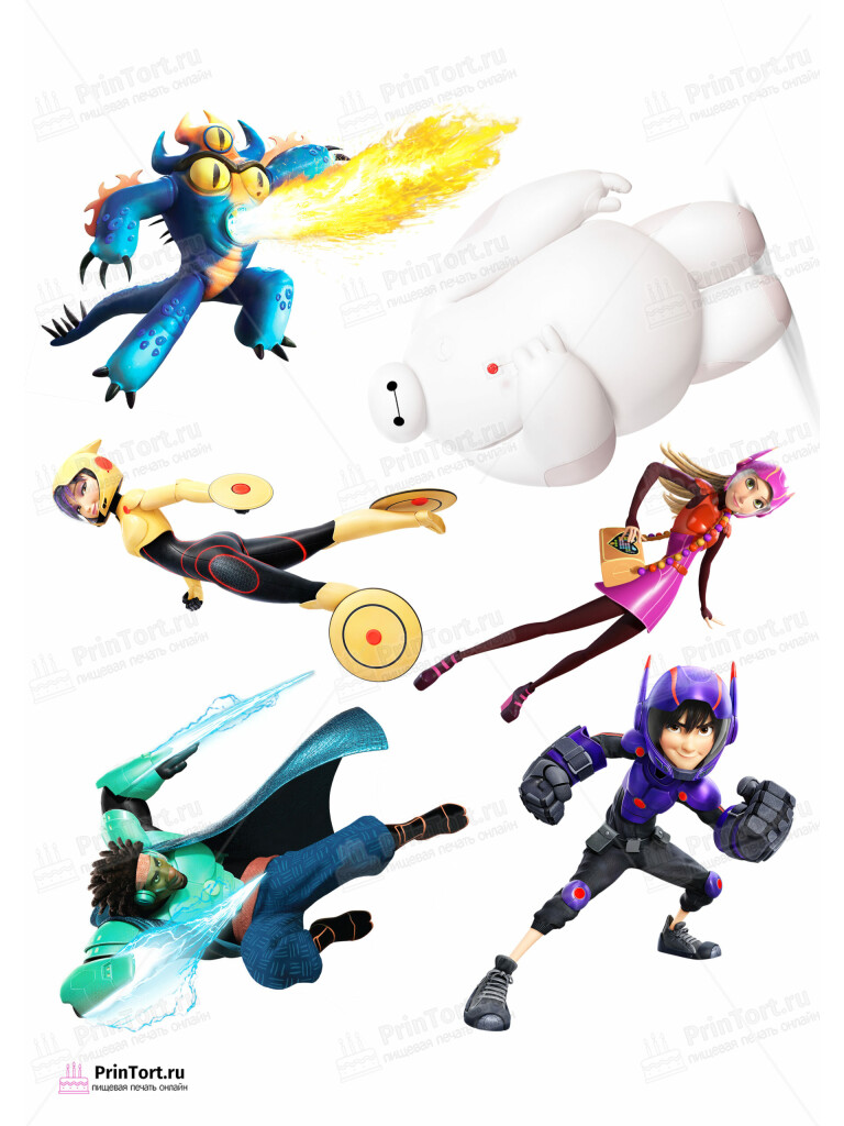 Сахарная и вафельная Картинка для торта «Город героев (Big Hero 6)» — PT103423 | Пищевая печать на торте, сахарной, вафельной бумаге -> PrinTort.ru