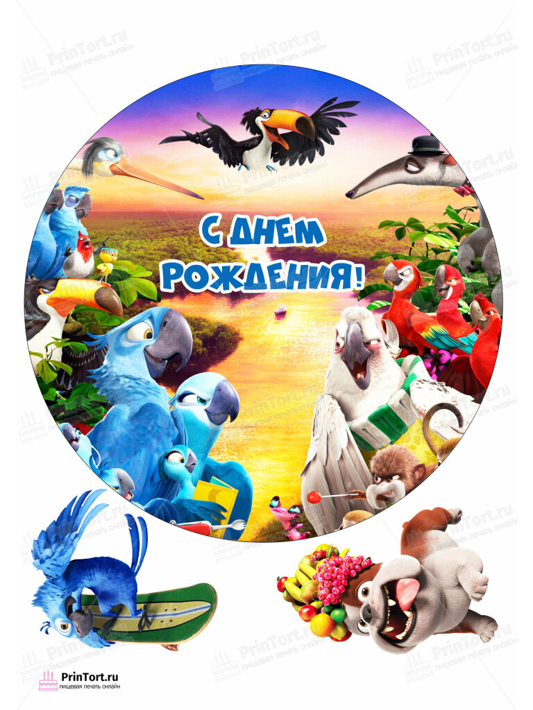 Сахарная и вафельная Картинка для торта «Рио (Rio)» — PT103428 | Пищевая печать на торте, сахарной, вафельной бумаге -> PrinTort.ru