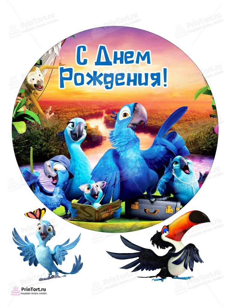 Сахарная и вафельная Картинка для торта «Рио (Rio)» — PT103432 | Пищевая печать на торте, сахарной, вафельной бумаге -> PrinTort.ru