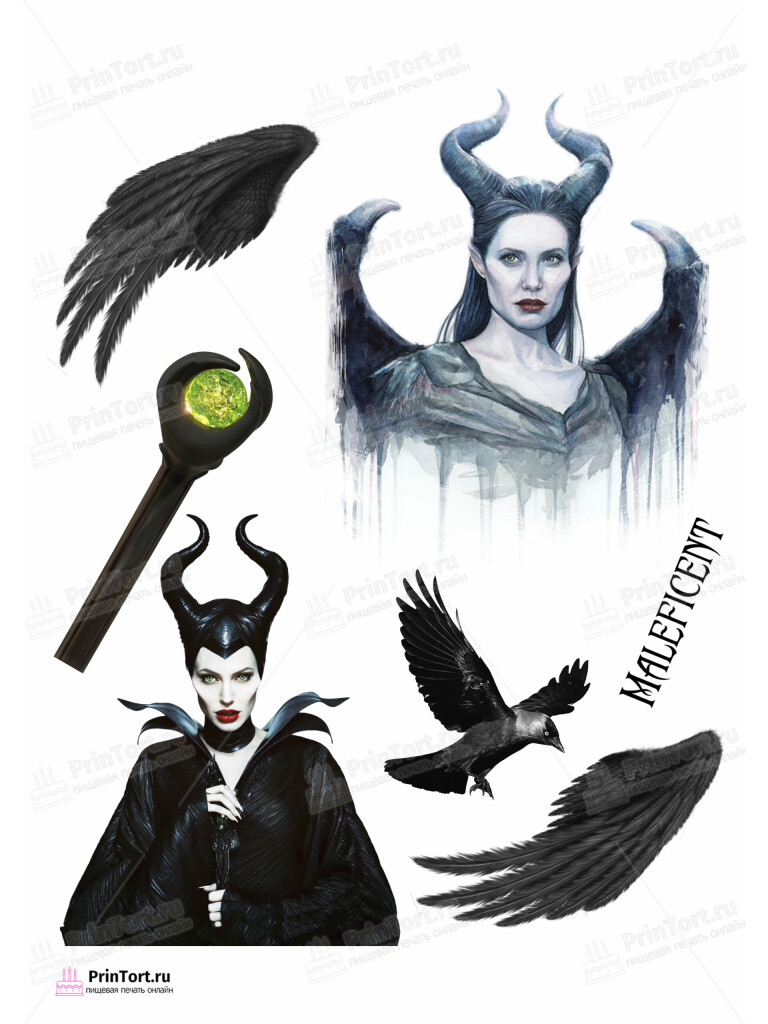 Сахарная и вафельная Картинка для торта «Малефисента (Maleficent)»- PT1034745 | Пищевая печать на торте, сахарной, вафельной бумаге -> PrinTort.ru