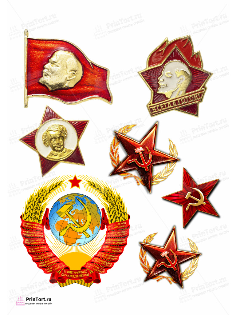 Сахарная и вафельная Картинка для торта «Сделан в СССР» — PT103530 | Пищевая печать на торте, сахарной, вафельной бумаге -> PrinTort.ru