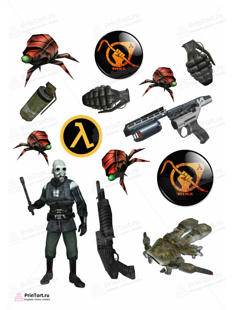 Сахарная и вафельная Картинка для торта «Half-Life (Период полураспада)»- PT103544 | Пищевая печать на торте, сахарной, вафельной бумаге -> PrinTort.ru