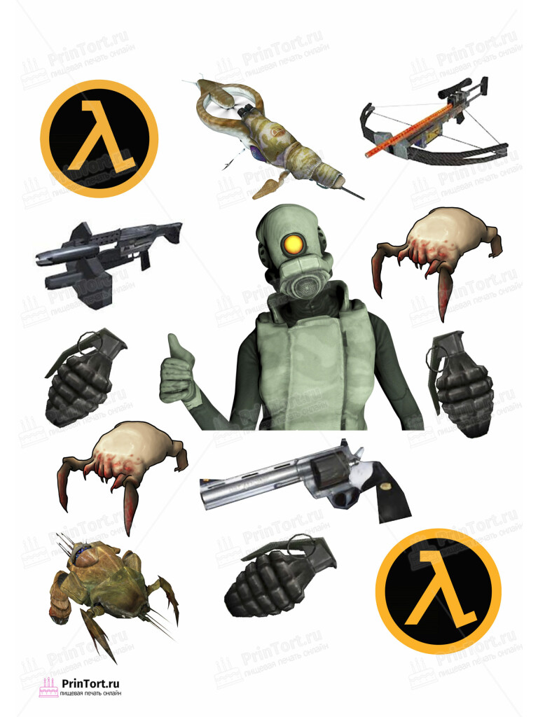 Сахарная и вафельная Картинка для торта «Half-Life (Период полураспада)»- PT103549 | Пищевая печать на торте, сахарной, вафельной бумаге -> PrinTort.ru