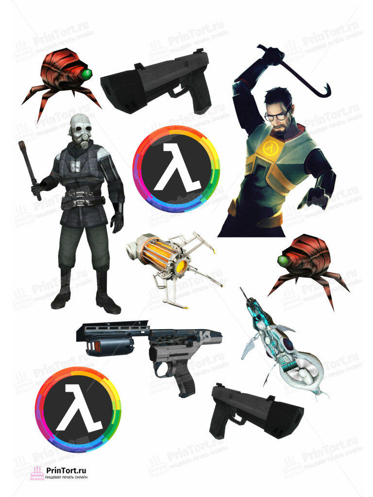 Сахарная и вафельная Картинка для торта «Half-Life (Период полураспада)»- PT103554 | Пищевая печать на торте, сахарной, вафельной бумаге -> PrinTort.ru