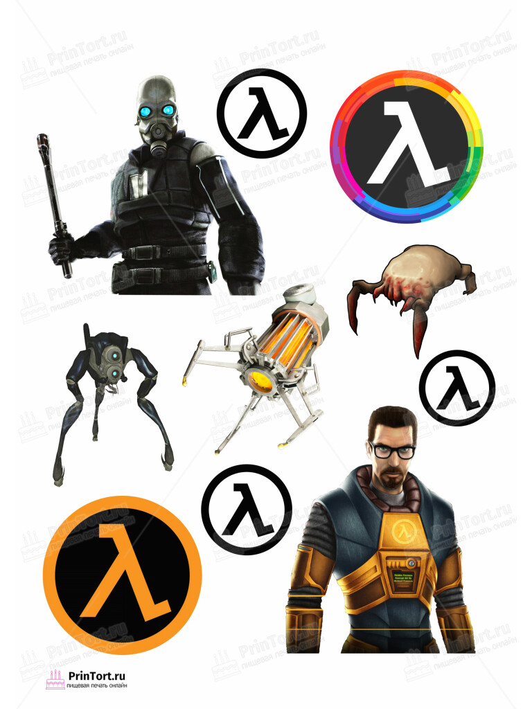 Сахарная и вафельная Картинка для торта «Half-Life (Период полураспада)»- PT103557 | Пищевая печать на торте, сахарной, вафельной бумаге -> PrinTort.ru