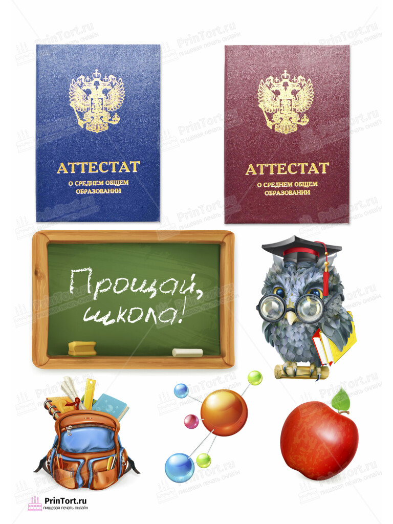 Сахарная и вафельная Картинка для торта «Выпускной в школе» — PT103605 | Пищевая печать на торте, сахарной, вафельной бумаге -> PrinTort.ru
