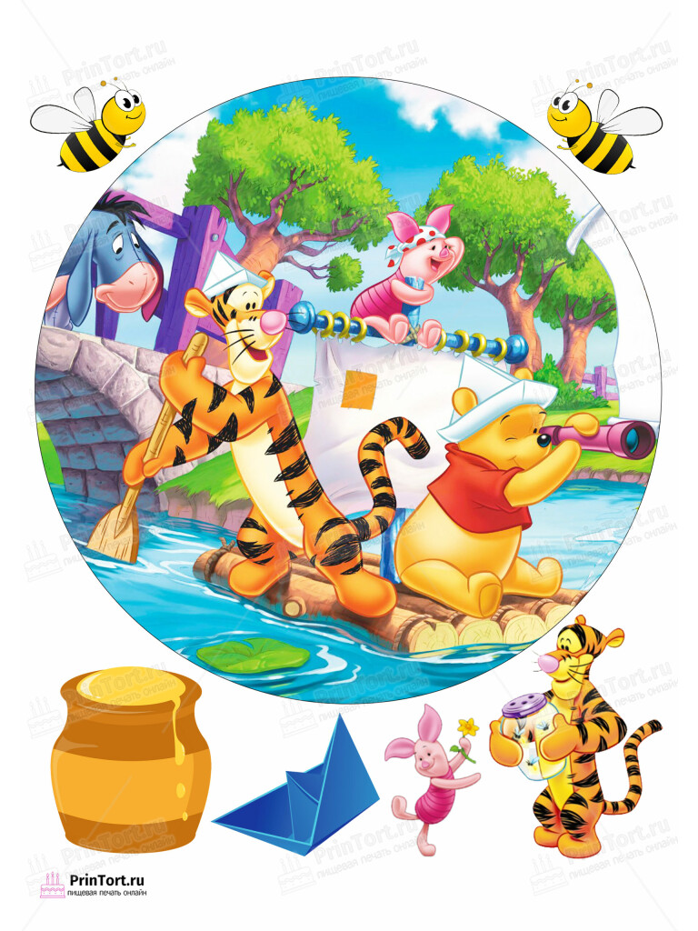 Сахарная и вафельная Картинка для торта «Винни Пух (Winnie the Pooh)» — PT103624 | Пищевая печать на торте, сахарной, вафельной бумаге -> PrinTort.ru