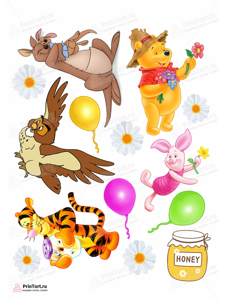 Сахарная и вафельная Картинка для торта «Винни Пух (Winnie the Pooh)» — PT103638 | Пищевая печать на торте, сахарной, вафельной бумаге -> PrinTort.ru