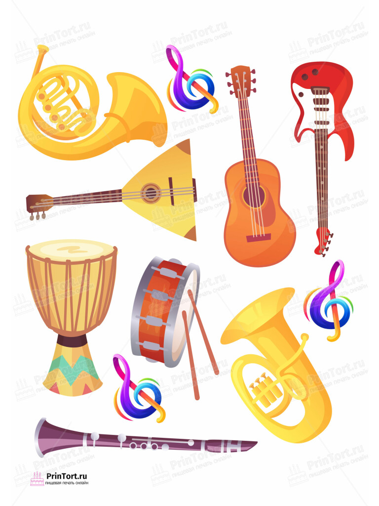 Сахарная и вафельная Картинка для торта «Музыка (Music)» — PT103657 | Пищевая печать на торте, сахарной, вафельной бумаге -> PrinTort.ru