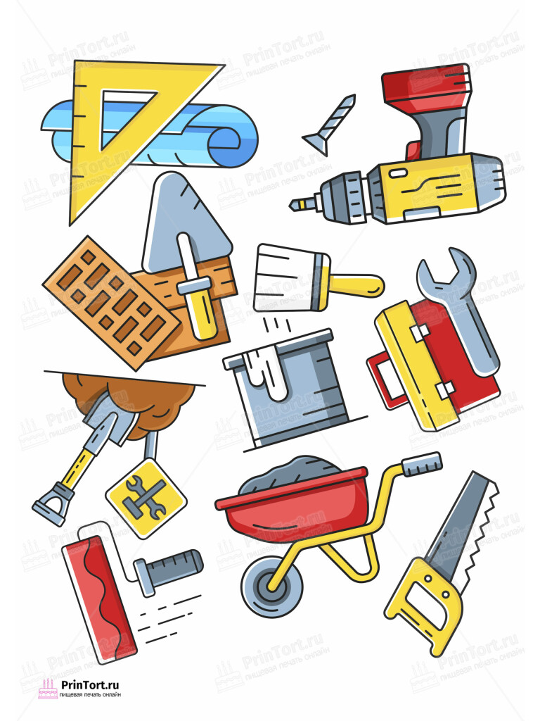 Сахарная и вафельная Картинка для торта «Строители» — PT103816 | Пищевая печать на торте, сахарной, вафельной бумаге -> PrinTort.ru