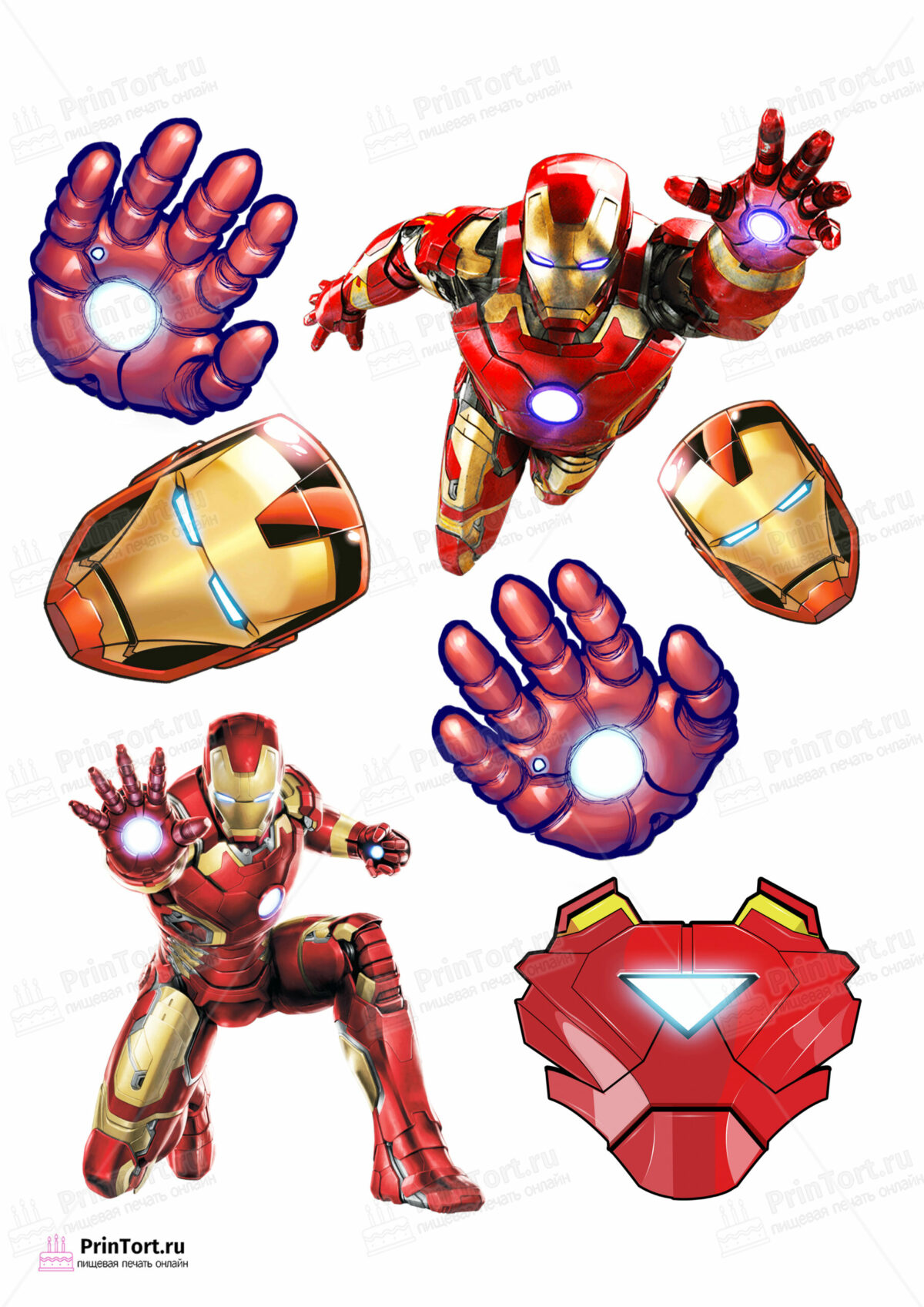 Сахарная и вафельная Картинка для торта «Железный человек (Iron Man)» — PT103833 | Пищевая печать на торте, сахарной, вафельной бумаге -> PrinTort.ru