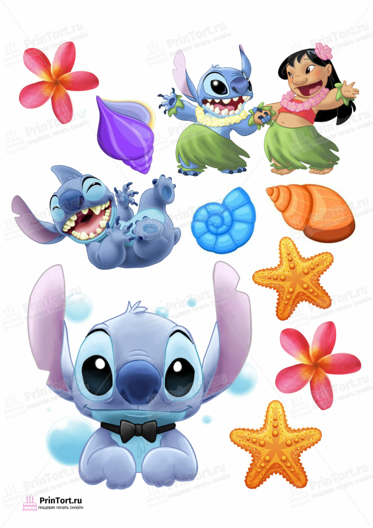 Сахарная и вафельная Картинка для торта «Стич (Stitch)» — PT104182 | Пищевая печать на торте, сахарной, вафельной бумаге -> PrinTort.ru