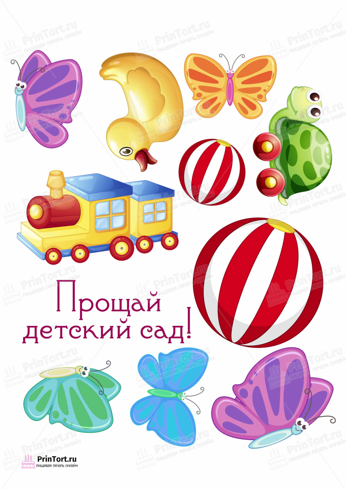 Сахарная и вафельная Картинка для торта «Выпускной в садике» — PT104241 | Пищевая печать на торте, сахарной, вафельной бумаге -> PrinTort.ru