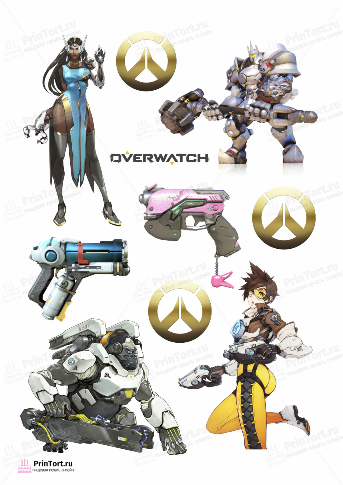 Сахарная и вафельная Картинка для торта «Overwatch»- PT104283 | Пищевая печать на торте, сахарной, вафельной бумаге -> PrinTort.ru