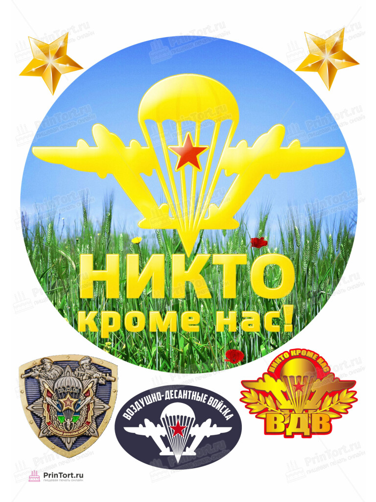 Сахарная и вафельная Картинка для торта «Воздушно-десантные войска (ВДВ)» — PT104610 | Пищевая печать на торте, сахарной, вафельной бумаге -> PrinTort.ru
