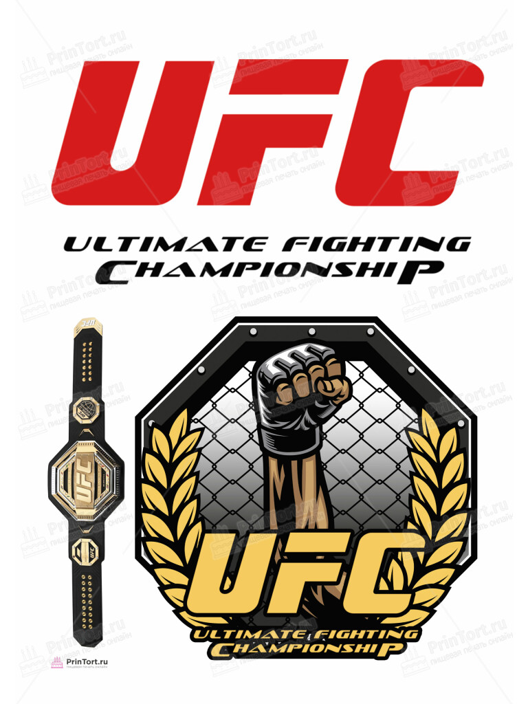 Сахарная и вафельная Картинка для торта «UFC» — PT105019 | Пищевая печать на торте, сахарной, вафельной бумаге -> PrinTort.ru