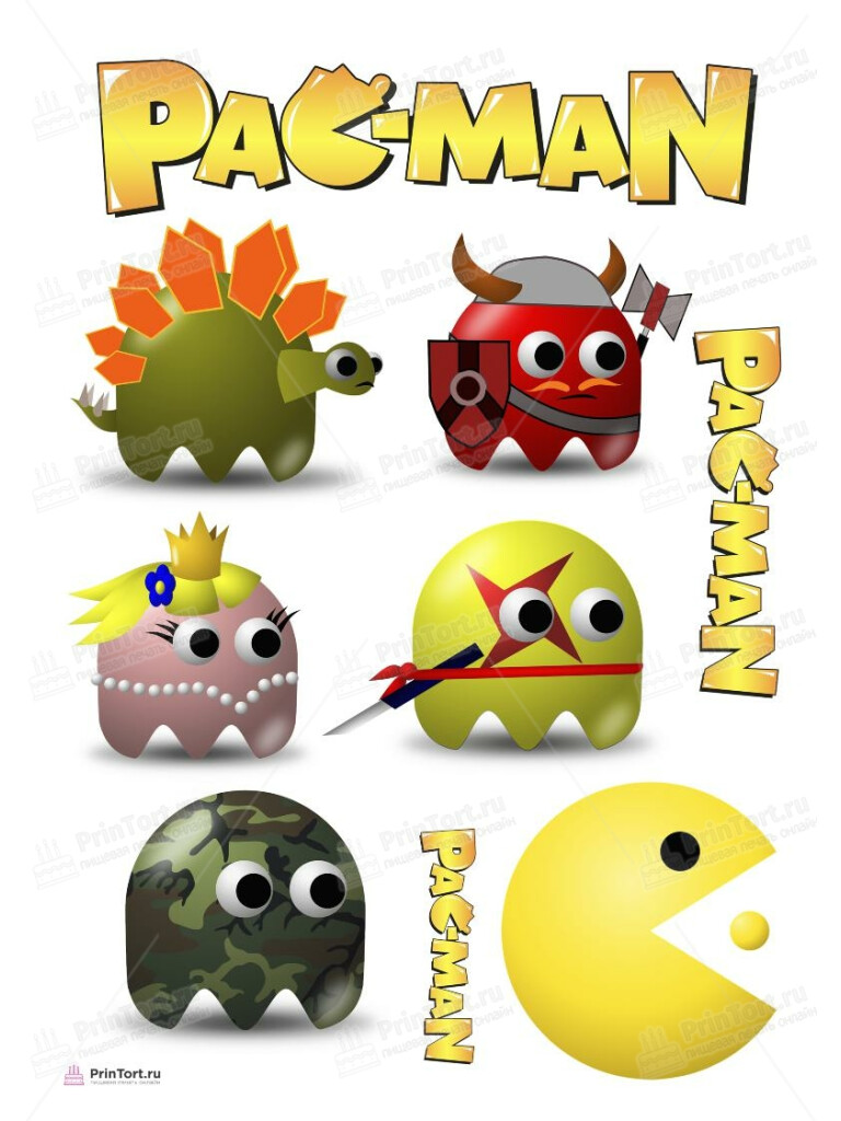 Сахарная и вафельная Картинка для торта «Пакмэн Pacman» — PT106094 | Пищевая печать на торте, сахарной, вафельной бумаге -> PrinTort.ru