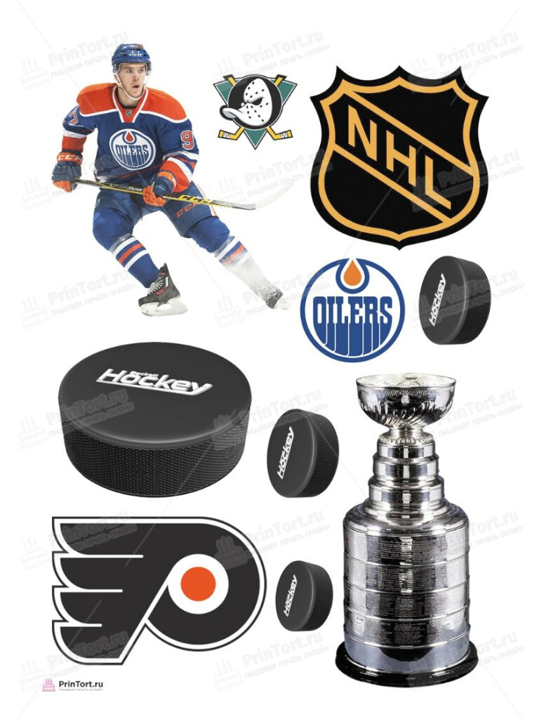 Сахарная и вафельная Картинка для торта «NHL НХЛ Хоккей» — PT106560 | Пищевая печать на торте, сахарной, вафельной бумаге -> PrinTort.ru