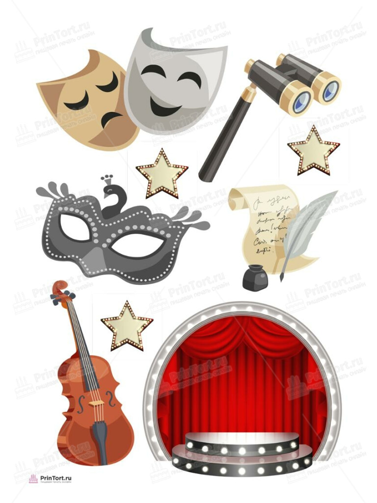 Сахарная и вафельная Картинка для торта «Театр Актер Актриса» — PT106612 | Пищевая печать на торте, сахарной, вафельной бумаге -> PrinTort.ru